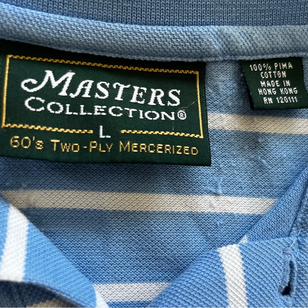 MASTERS COLLECTION 100% PIMA COTTON STRIPED POLO MENS SIZE LARGE GOLF ACTIVE - Picture 4 of 8